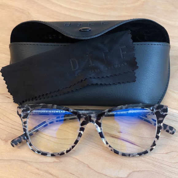 Diff Eyewear Accessories - DIFF Eyewear Carina Clear Leopard Blue Light Glasses